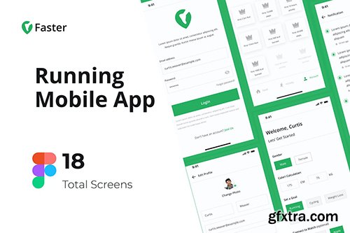 Faster - Running Mobile App UI kit Figma Faster - Running Mobile App UI kit Figma