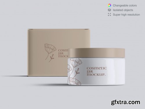 Plastic cosmetic face cream jars mockup