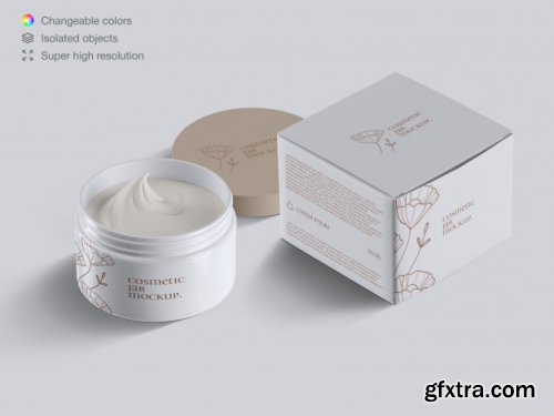 Plastic cosmetic face cream jars mockup