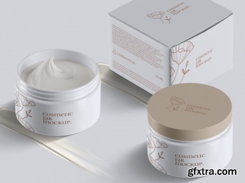 Plastic cosmetic face cream jars mockup