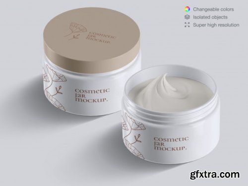 Plastic cosmetic face cream jars mockup