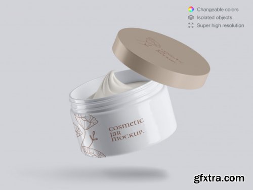 Plastic cosmetic face cream jars mockup