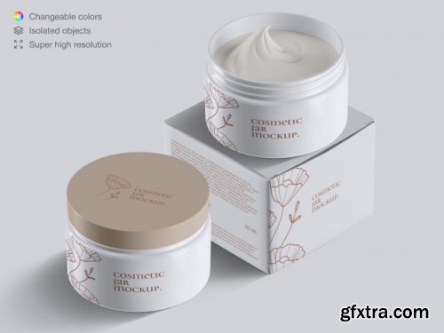 Plastic cosmetic face cream jars mockup