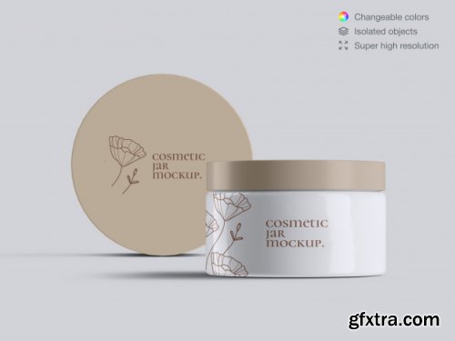 Plastic cosmetic face cream jars mockup