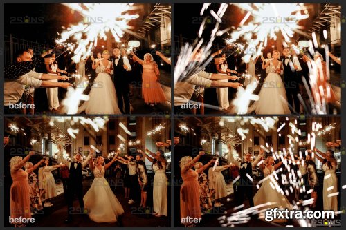 DesignBundles - Wedding sparkler overlays Photoshop overlay
