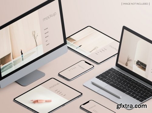 Isometric responsive devices screen mockup