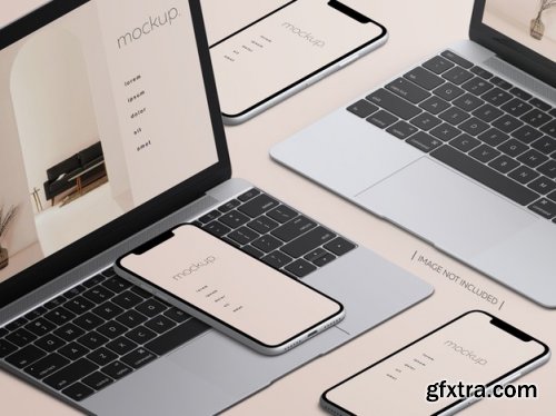 Isometric responsive devices screen mockup