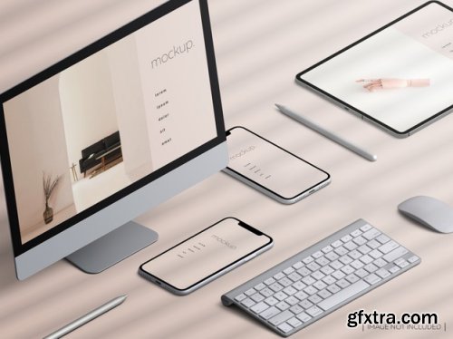 Isometric responsive devices screen mockup