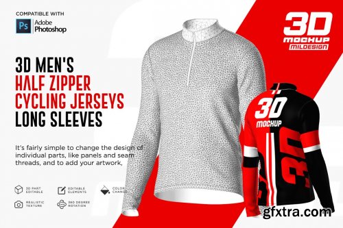 CreativeMarket - 3D Men's Halfzipper Cycling Jersey 5269750