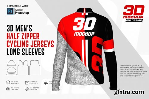 CreativeMarket - 3D Men's Halfzipper Cycling Jersey 5269750