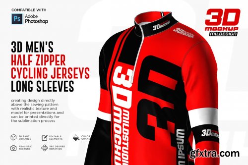 CreativeMarket - 3D Men's Halfzipper Cycling Jersey 5269750