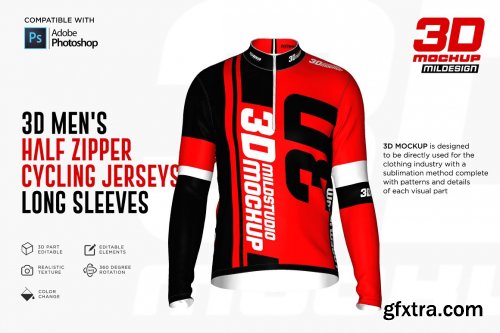 CreativeMarket - 3D Men's Halfzipper Cycling Jersey 5269750