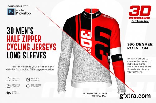 CreativeMarket - 3D Men's Halfzipper Cycling Jersey 5269750