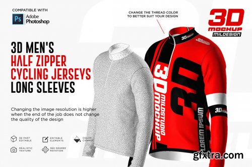 CreativeMarket - 3D Men's Halfzipper Cycling Jersey 5269750