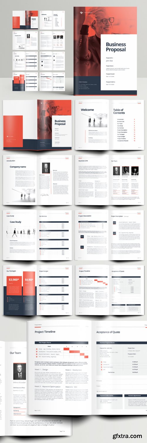 Professional Business Proposal Brochure Layout with Orange Accents 386990464