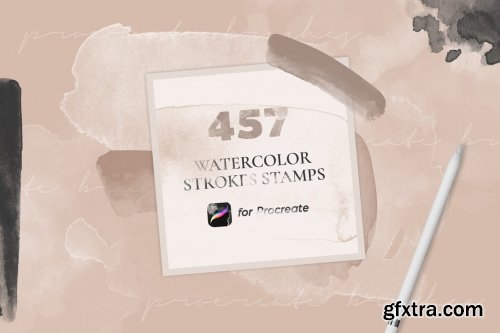 CreativeMarket - 457 Watercolor Stamps for Procreate 4946435