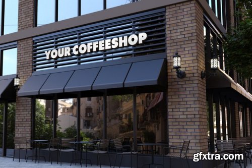Download 3d Chrome Logo Mockup On Modern Facade Sign Gfxtra