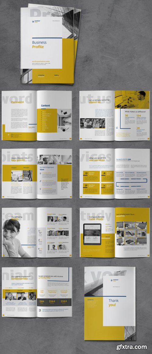 Company Profile with Yellow and Blue Accents 388817805