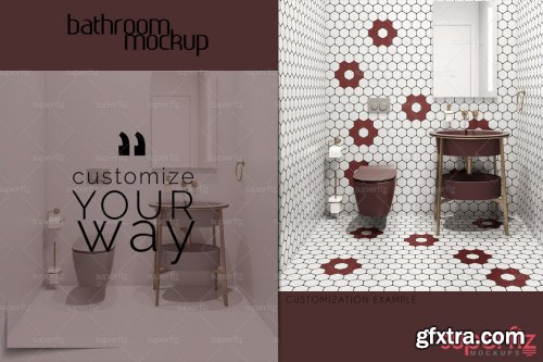 CreativeMarket - Wall&Floor Mockup Bathroom Scene 152 5503237