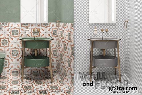 CreativeMarket - Wall&Floor Mockup Bathroom Scene 152 5503237