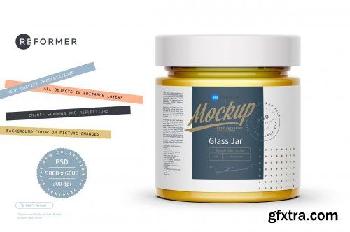 CreativeMarket - Glass Jar with Honey Mockup 5502736
