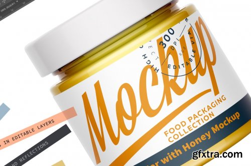 CreativeMarket - Glass Jar with Honey Mockup 5502736