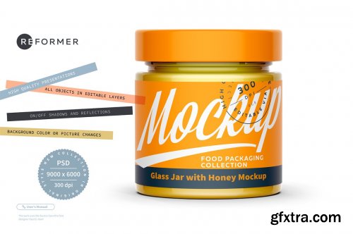 CreativeMarket - Glass Jar with Honey Mockup 5502736