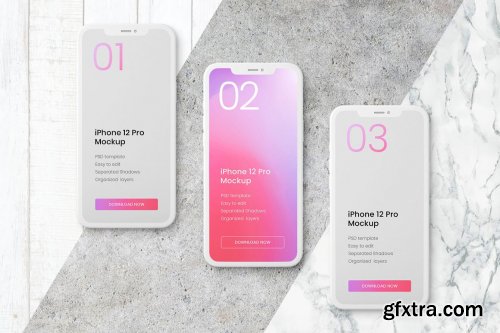 CreativeMarket - iPhone 12 Pro Clay Mockup Set 5487898