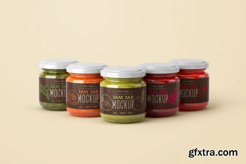 CreativeMarket - Jam Jar Mockup Set Label Design 5487215