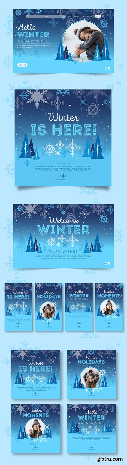 Collection of winter instagram posts and banner template
Collection of winter instagram posts and banner template