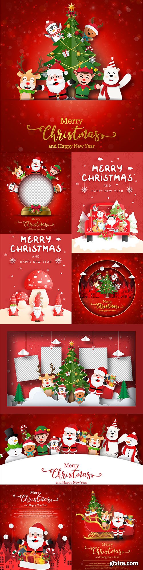 Santa Claus Christmas card and friends with gifts
Santa Claus Christmas card and friends with gifts