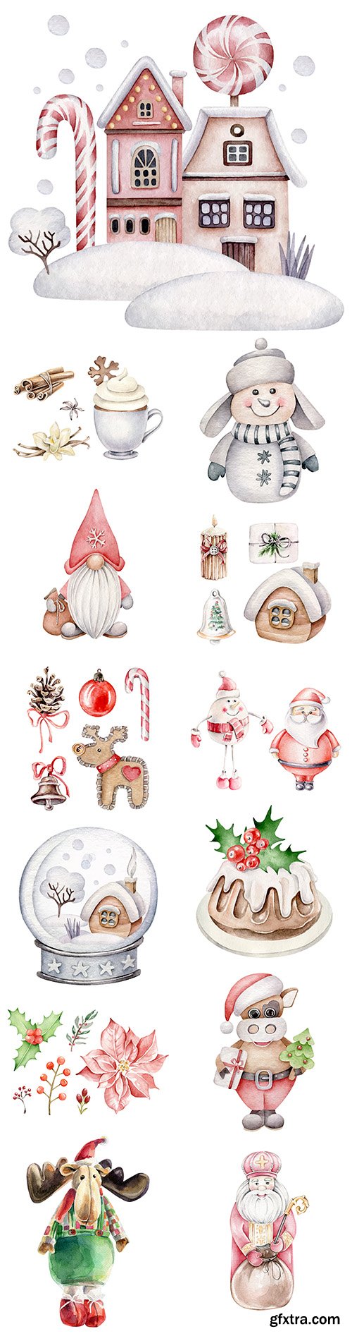 Christmas and New Year's watercolor set symbol 2021 and elements 2 Christmas and New Year's watercolor set symbol 2021 and elements 2