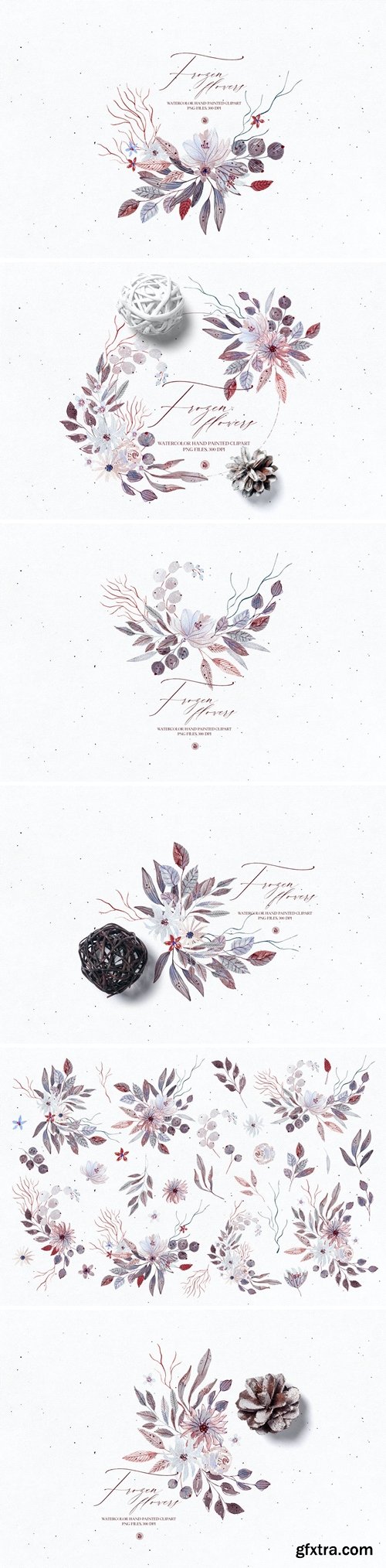 Watercolor floral set - Frozen Flowers