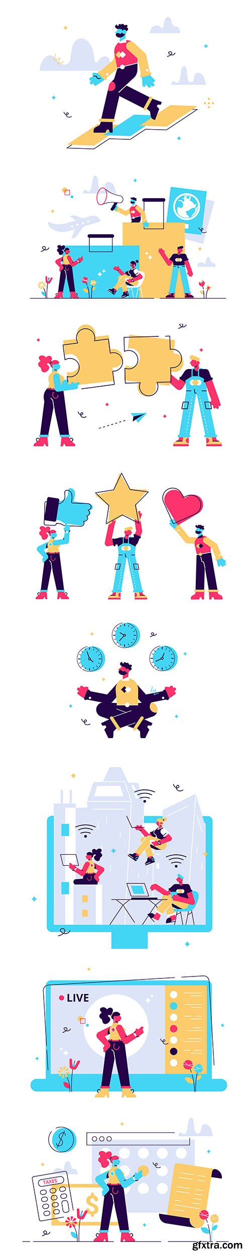 Concept of planning business trip and tourism set