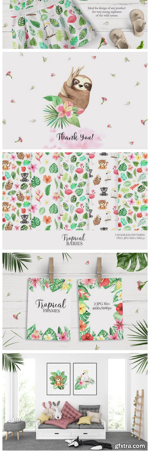 Watercolor Tropical Babies Set 3 3673119