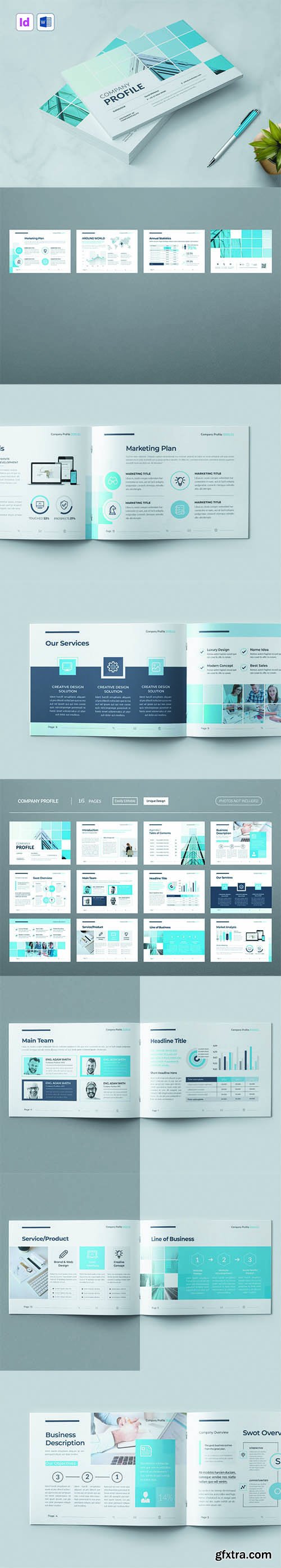 A5 Landscape Company Profile, Word Template