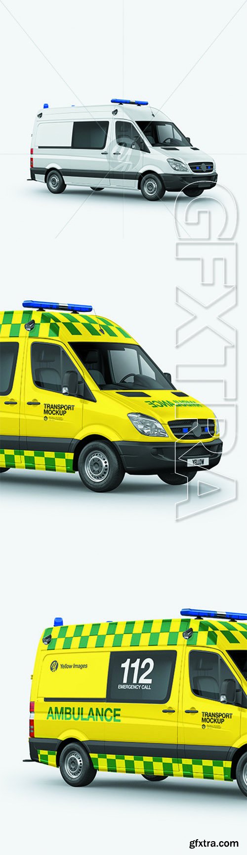 Van Ambulance Mockup - Half Side View 68478 Van Ambulance Mockup - Half Side View 68478