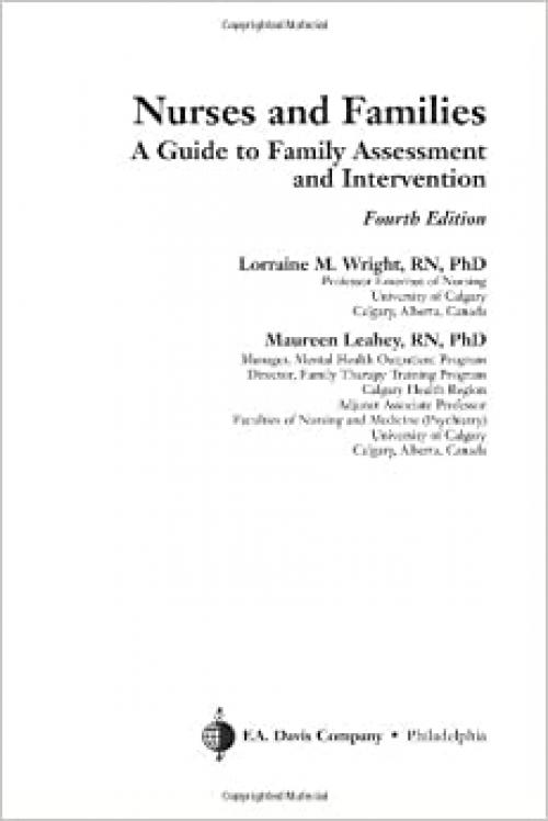  Nurses and Families: A Guide to Family Assessment and Intervention 