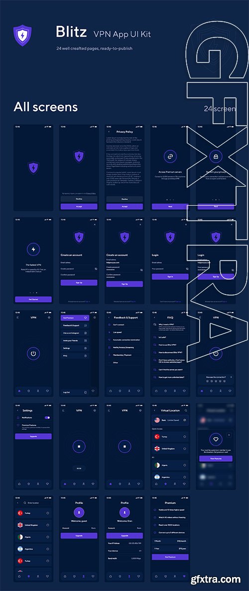 Blitz VPN App UI Kit Blitz VPN App UI Kit