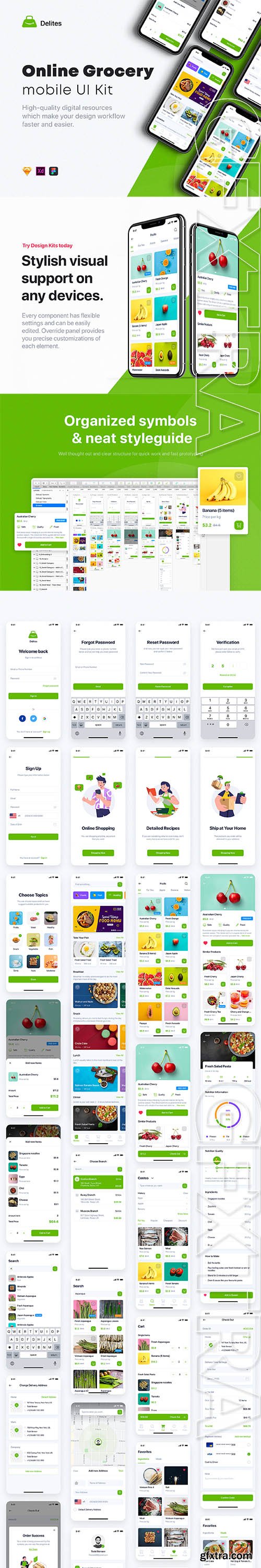 Delites - Online Grocery & Recipes UI Kit