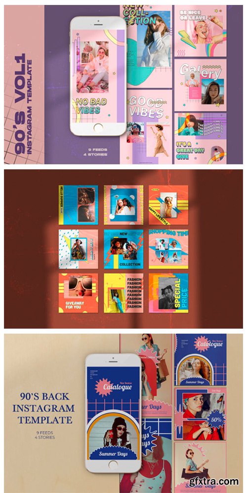 Bundle 90's Instagram Templates 6672896 Bundle 90's Instagram Templates 6672896