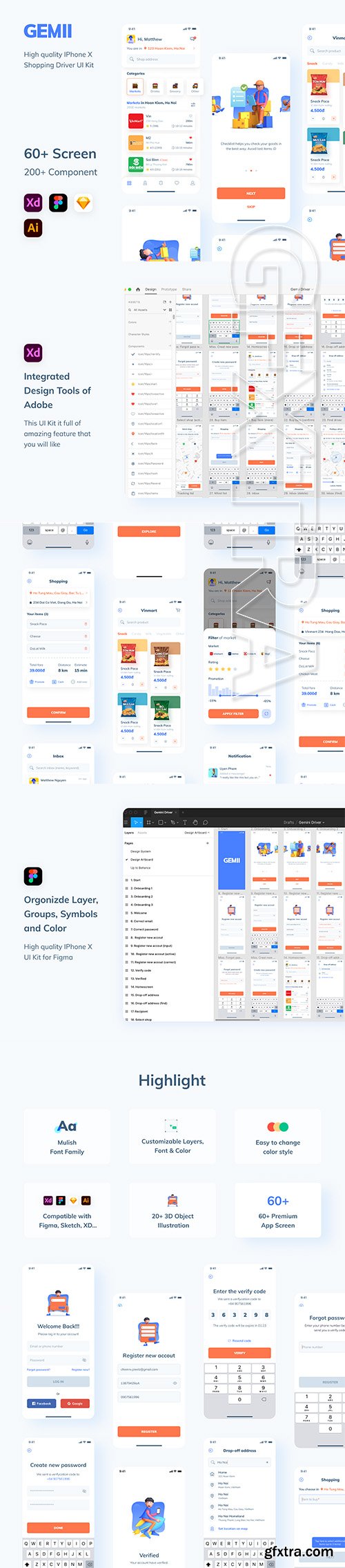 Gemii - Shopping Driver App UI Kit Gemii - Shopping Driver App UI Kit