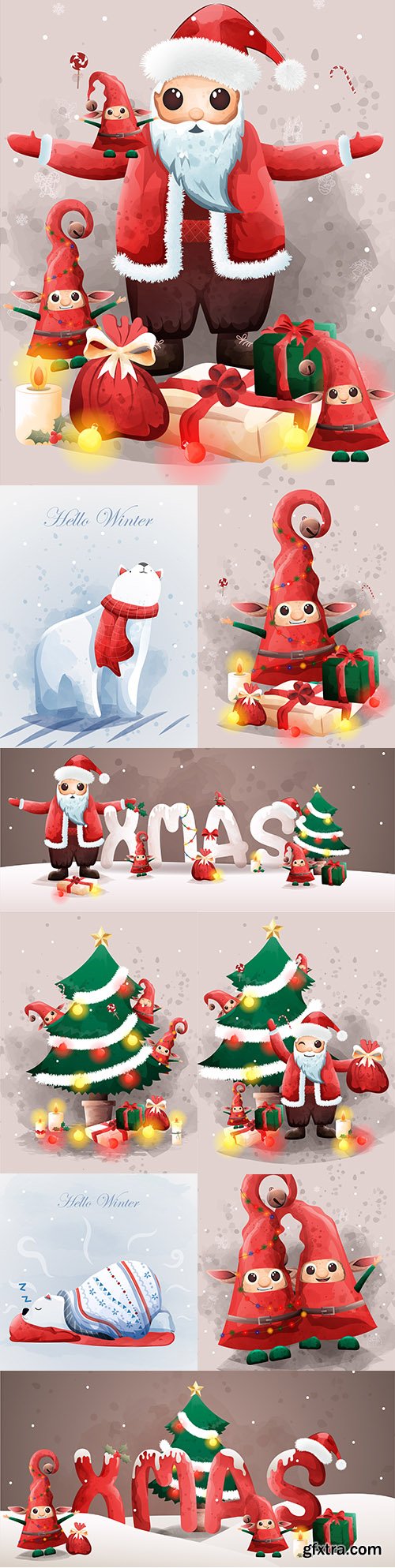 Santa Claus and cute elf Christmas Eve gift
Santa Claus and cute elf Christmas Eve gift
