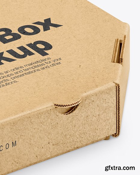 Kraft Pizza Box Mockup - Half Side View 69790