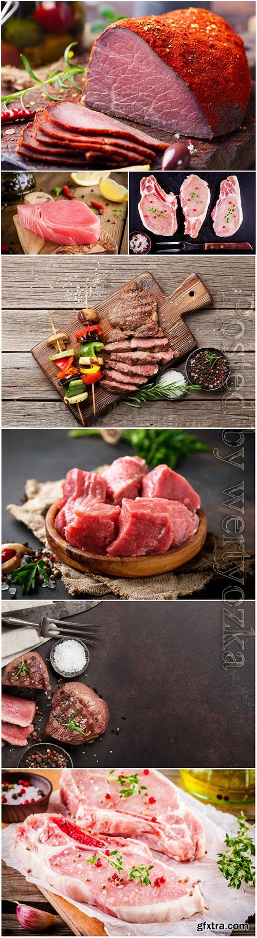 Fresh raw meat, grilled vegetables and beef steak stock photo Fresh raw meat, grilled vegetables and beef steak stock photo