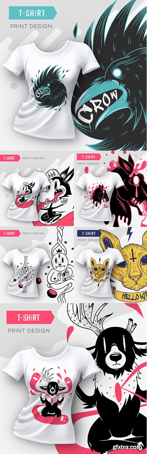 Abstract Modern T-Shirt Print Design 6xEPS