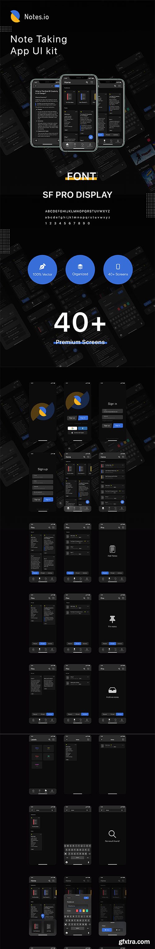 Notes.io Notes Taking App UI Kit Dark Mode Notes.io Notes Taking App UI Kit Dark Mode