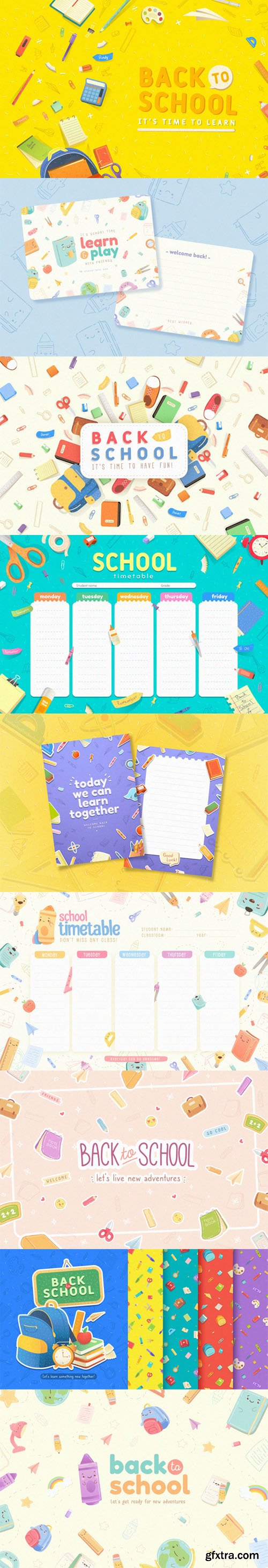Back to School Vector Templates Collection