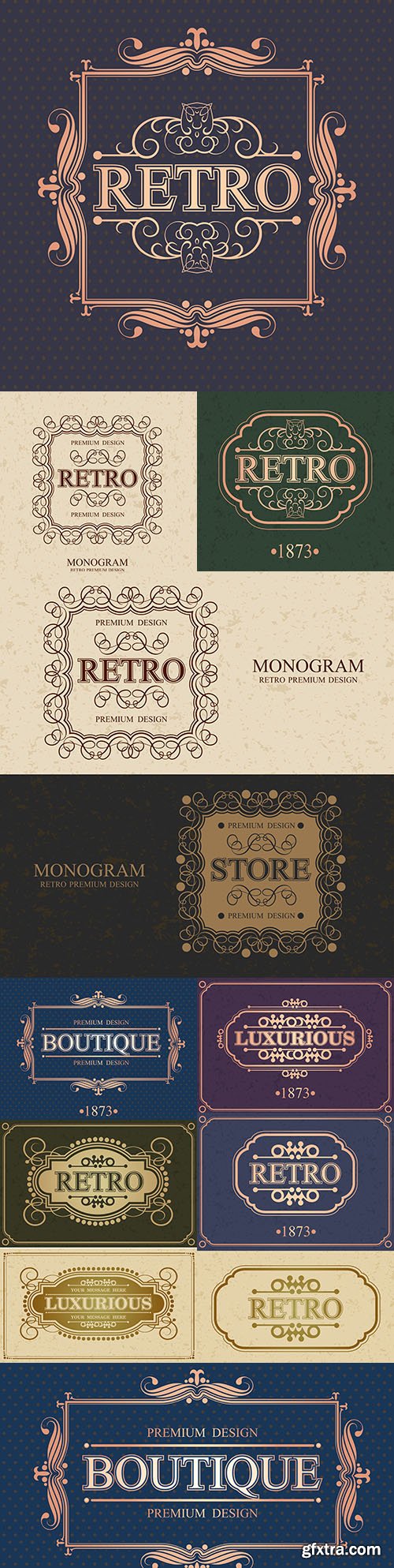 Vintage monogram luxurious calligraphic design elementsxA;