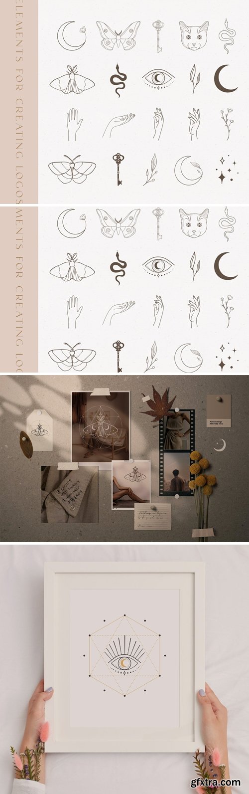 Black Decorative Elements Illustrations. Esoteric.